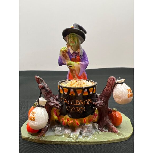Lemax 2012 Spooky Town Cauldron Corn Witch Figurine Halloween Decoration - Picture 2 of 6